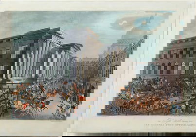 James Pollard Aquatint, The Royal Mails starting from The General Post Office, London
