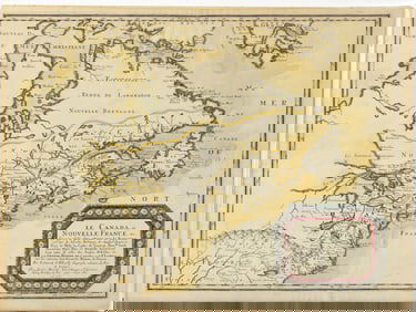 Nicolas Sanson Engraved Map, Le Canada, ou Nouvelle France