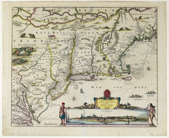 Nicholas Visscher Engraved Map, Novi Belgii [New York]