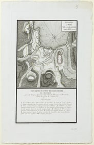 Lieutenant Therbu Engraved Map of the French and Indian War, Attaques Du Fort William-Henri en