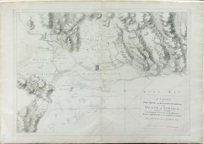 Joseph Frederick Wallet Des Barres Engraved Map, A Chart of Port Royal and Kingston Harbours, in the