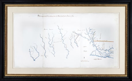 Original Early 19th Century Spanish Manuscript Map of Texas