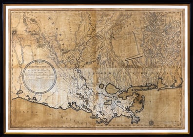 Bathelemy Lafon Engraved Map, Earliest comprehensive survey of Louisiana and its adjacent regions