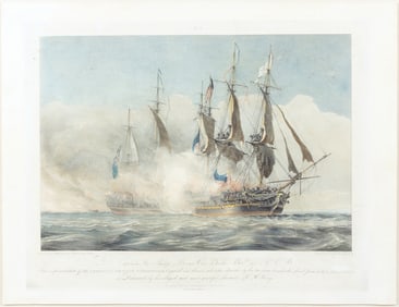 Engraving of the American Frigate Chesapeake, crippled and thrown into utter disorder by H. M. S.