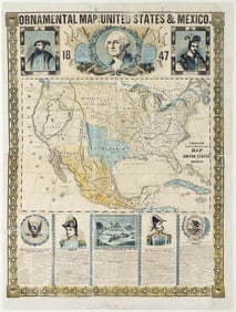 Humphrey Phelps, Ornamental Map of the United States & Mexico, 1847