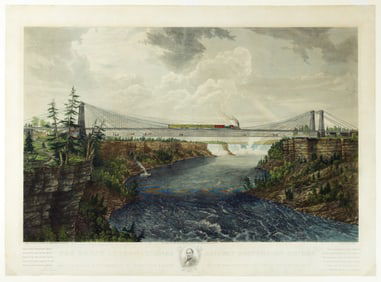 D. L. Glover Engraving, The Great International Railway Suspension Bridge