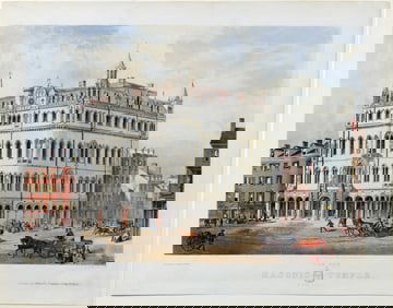 Merrill G. Wheelock Lithograph of The New Masonic Temple, Boston