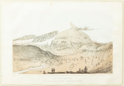 A. E. Mathews Lithograph of Mount Lincoln, with the town of Montgomery,
