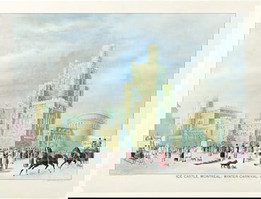 Lithograph of the Ice Castle, Montreal [Canada]; Winter Carnival, 1887