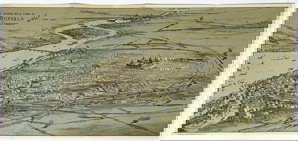 City-View Panorama Chromolithograph, Buffalo, New York