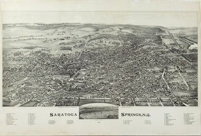 Lucen R. Burleigh Tinted Lithograph, Saratoga Springs, NY 1888