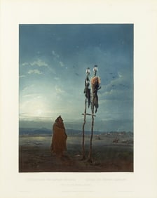 Karl Bodmer Aquatint, Idols of the Mandans, Tab 25