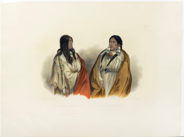 Karl Bodmer Aquatint, Woman of the Snake-Tribe / Woman of the Cree-Tribe, Tab. 33