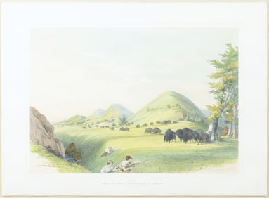 George Catlin Lithograph, Buffalo Hunt