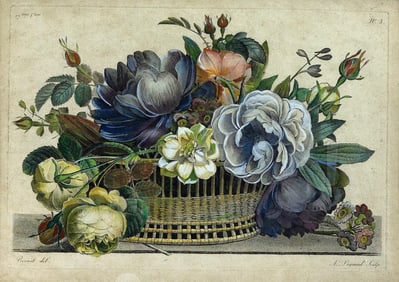 Jean Louis Prevost Engraving of a Bouquet