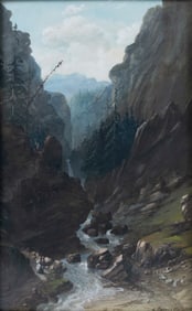 Marie Adrien Persac Original Watercolor, Clifty Creek Canyon, Indiana