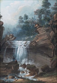 Marie Adrien Persac Original Watercolor, Clifty Falls, Indiana
