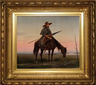 William Moore Davis Oil on Canvas, Jefferson Davis, The Forlorn Cavalier