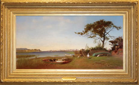 Francis Augustus Silva Oil on Canvas, Seabright from Galilee, New Jersey