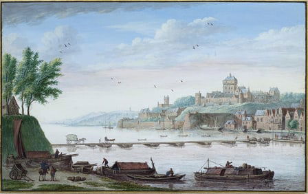 Abraham Rademaker Original Watercolor, View Of Nijmegen [Gelderland, Netherlands],