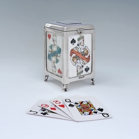 Walker & Hall's English Silver Playing Card Box, 1904 from Sheffield