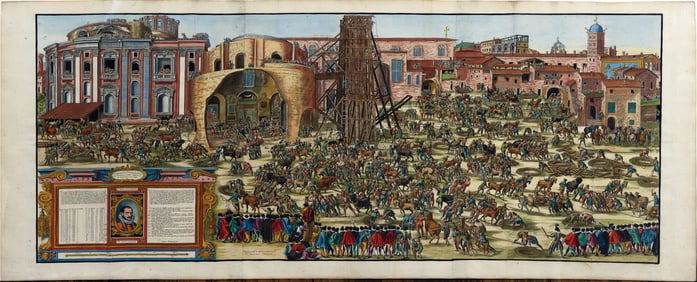 Joan Blaeu Engraving from Nouveau Theatre D'Italie of the building of Building of St. Peter's