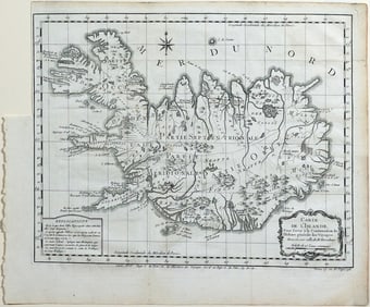Jacques-Nicholas Bellin's Map of Iceland, 1768