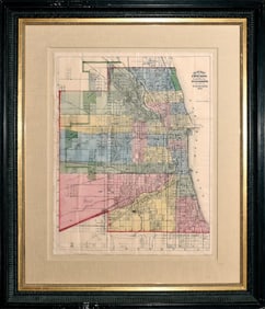 Rufus Blanchard Lithograph Guide Map of Chicago, 1870