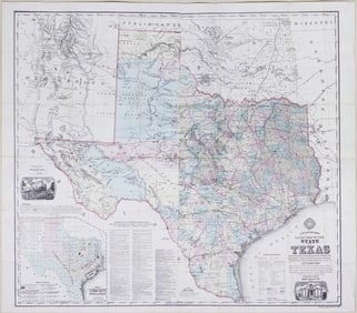 Anton Roessler's Latest Map of the State of Texas, 1874