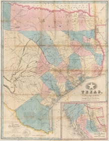 Richard Hunt & Jesse F. Randel Engraved New and Correct map of the Republic of Texas, 1845 - State 2