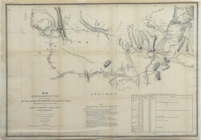 James Gervey Simpson and Edward Kern Lithographed Map of New Mexico, 1849