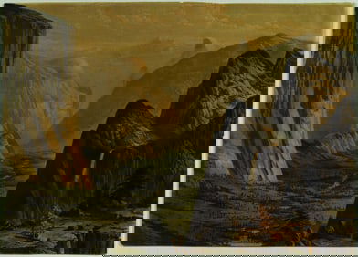 Thomas Hill Chromolithograph of Yosemite Valley, 1873