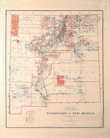 U.S. Government Land Office Lithograph of the Territory of New Mexico 1879