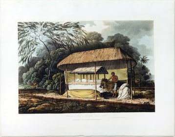 John Webber Aquatint, Waheiadooa, Chief of Oheitepeha, Lying in State, Plate 6