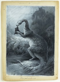 Charles Whymper, Megalosaurus - Original artwork for Henry R. Knipe’s Nebula to Man