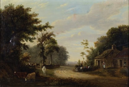 William Smeall Oil, Scottish Pastoral Landscape
