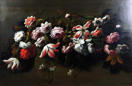 Jean Baptiste Monnoyer Oil, A Garland of Flowers