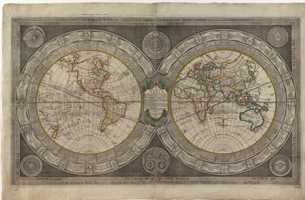 Richard Marshall, A Curious map of the world - Very Rare English World Map