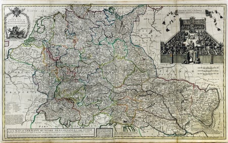 Herman Moll, Map of Germany, Hungary, Transilvania & the Suisse Cantons