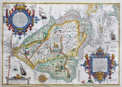 Linschoten's Decorative Map of South America