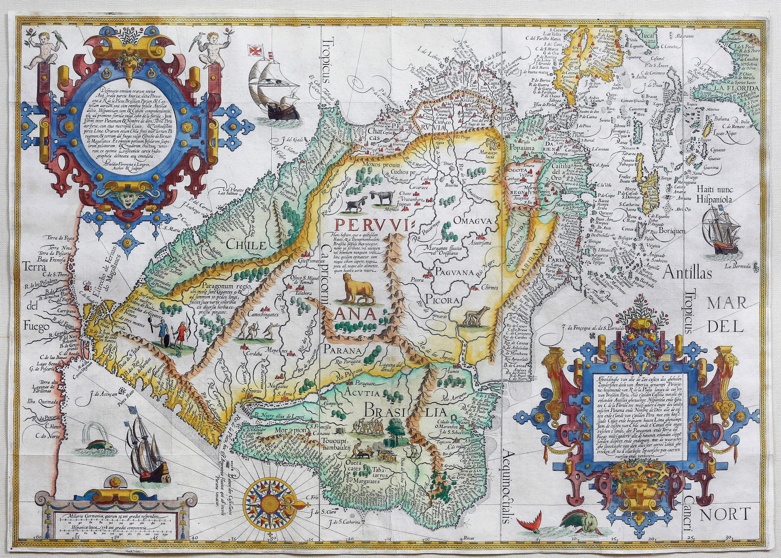 Linschoten's Decorative Map of South America (1 of 2)