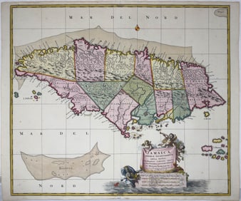 Visscher's Map of Jamaica - The Kislak Copy with Excellent Original Color