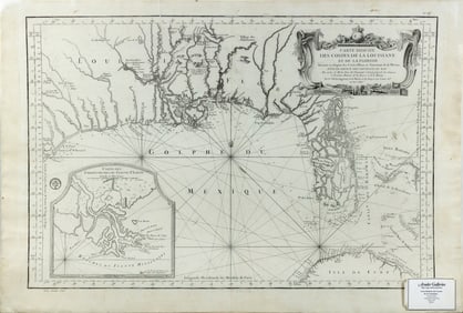 Bellin's Carte Reduite des costes de la Louisiane et de la Floride