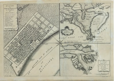 Isaak Tirion's Grondvlakte van Nieuw Orleans - One of the Earliest Obtainable Maps of Louisiana and