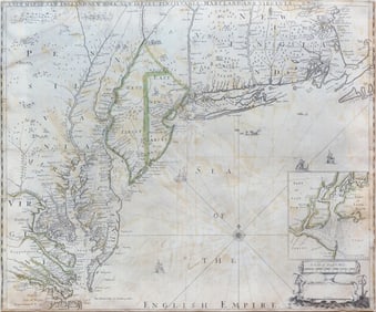 Philip Lea's New Map of New England, New York, New Jarsey, Pensilvania, Maryland and Virginia