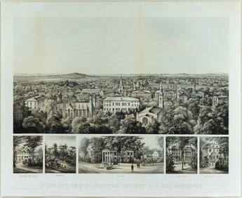 Julius Hermann Kummer's Bird's Eye View of Harvard College, And Old Cambridge