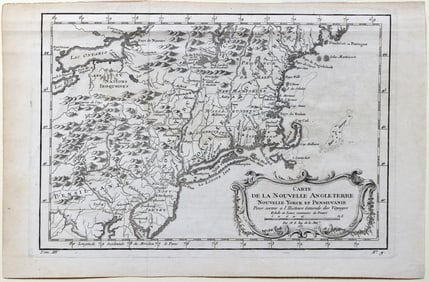 Bellin's Carte de la Nouvelle Angleterre Nouvelle Yorck et Pensilvanie