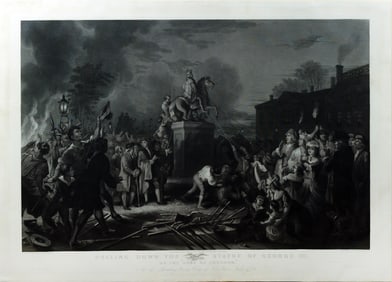 John Mcrae & Johanne's Oertel's Mezzotint, Pulling Down the Statue of George III at Bowling Green,