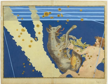 Johann Bayer Engraving from Uranometria, Lupus and Centaurus