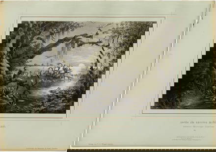 Rudolf Cronau Sumpflandschaft in Louisiana. 15 or Swamp Landscape in Louisiana: CRONAU, Rudolf (1855-1939). Sumpflandschaft in Louisiana. 15, [Swamp Landscape in Louisiana]. Collotype mounted on grey board with printed frame, title and publishing information. From: Von Wunderland